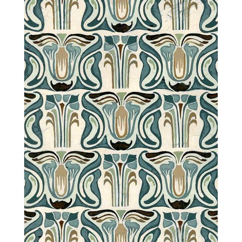 Deco Parlor Pattern II Black Modern Wood Framed Art Print with Double Matting by Vess, June Erica