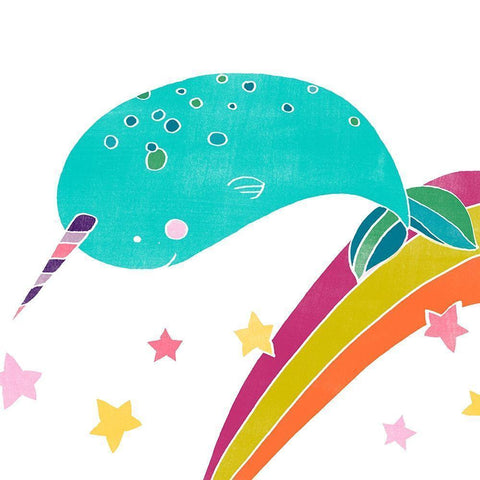 Happy Narwals II Gold Ornate Wood Framed Art Print with Double Matting by Vess, June Erica