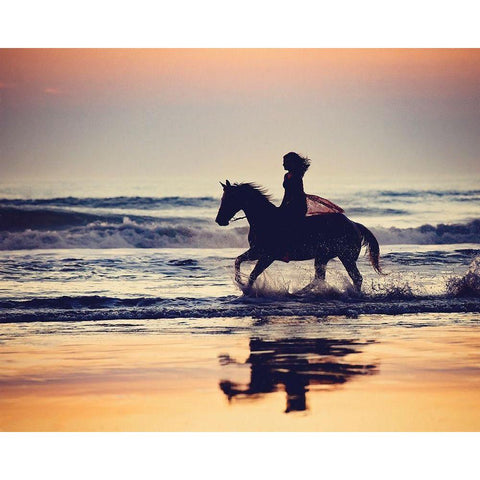 Running in the Sand III Black Modern Wood Framed Art Print with Double Matting by PHBurchett
