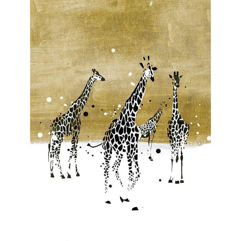 Spotted Giraffe II Gold Ornate Wood Framed Art Print with Double Matting by Warren, Annie