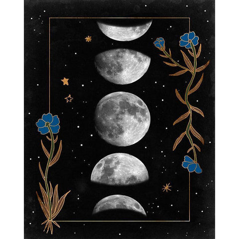 Night Moon II Gold Ornate Wood Framed Art Print with Double Matting by Wang, Melissa