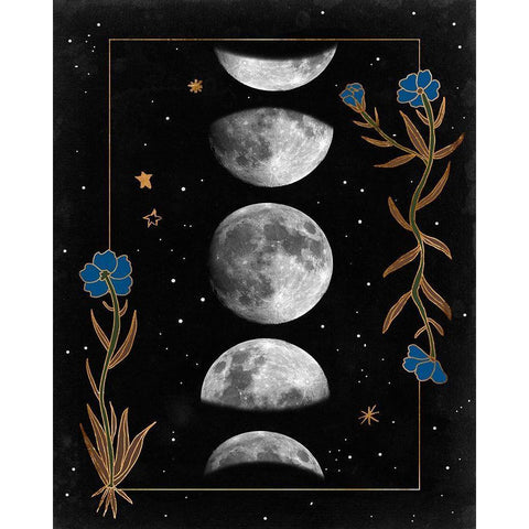 Night Moon II Black Modern Wood Framed Art Print with Double Matting by Wang, Melissa