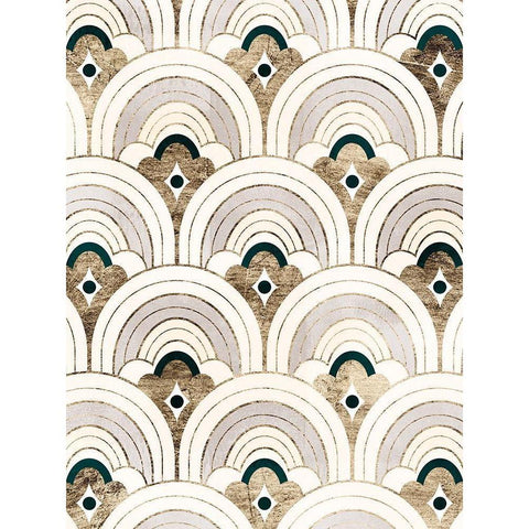 Deco Patterning IV Gold Ornate Wood Framed Art Print with Double Matting by Barnes, Victoria