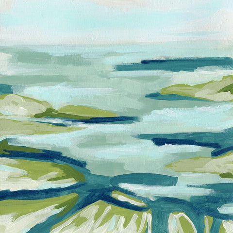 Blue Delta I Black Modern Wood Framed Art Print with Double Matting by Vess, June Erica