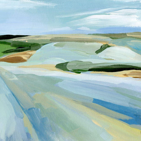 Sky Blue Fields II White Modern Wood Framed Art Print by Warren, Annie