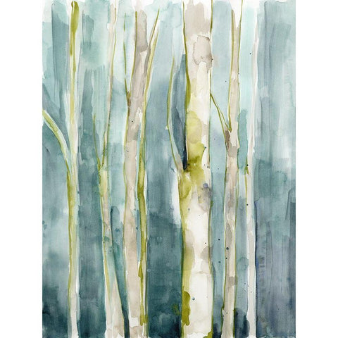 Treeline Watercolor I Black Modern Wood Framed Art Print with Double Matting by Goldberger, Jennifer