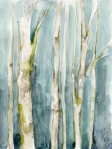 Treeline Watercolor II White Modern Wood Framed Art Print with Double Matting by Goldberger, Jennifer