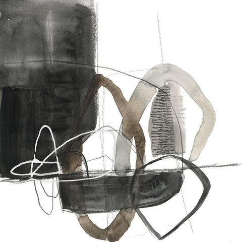 Interlocked IV Black Modern Wood Framed Art Print with Double Matting by Goldberger, Jennifer