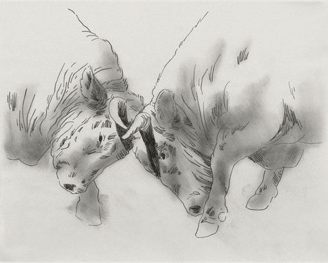 Dust Up II Black Ornate Wood Framed Art Print with Double Matting by Green, Jacob