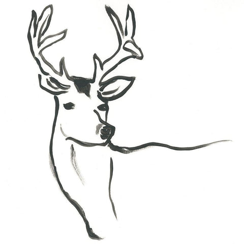 Minimal Deer I Black Modern Wood Framed Art Print by Vess, June Erica
