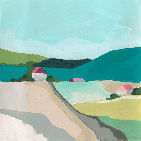 Farm Vista I White Modern Wood Framed Art Print by Vess, June Erica