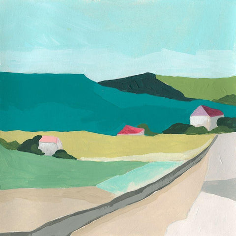 Farm Vista II Black Modern Wood Framed Art Print by Vess, June Erica