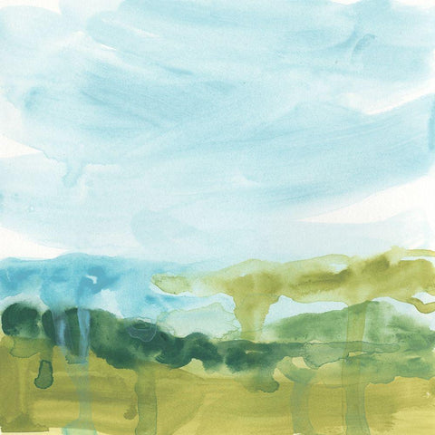 Landscape Flow I White Modern Wood Framed Art Print by Vess, June Erica