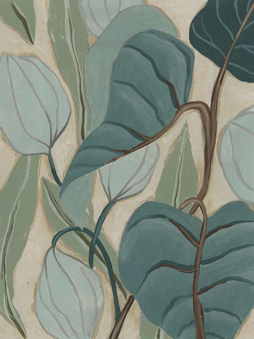 Slate Palms I Black Ornate Wood Framed Art Print with Double Matting by Vess, June Erica