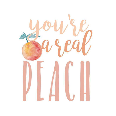 Peach Life II White Modern Wood Framed Art Print with Double Matting by Studio W