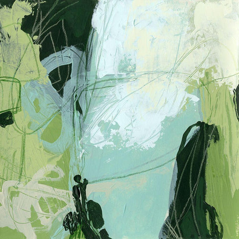 Verdant Vortex I White Modern Wood Framed Art Print by Vess, June Erica