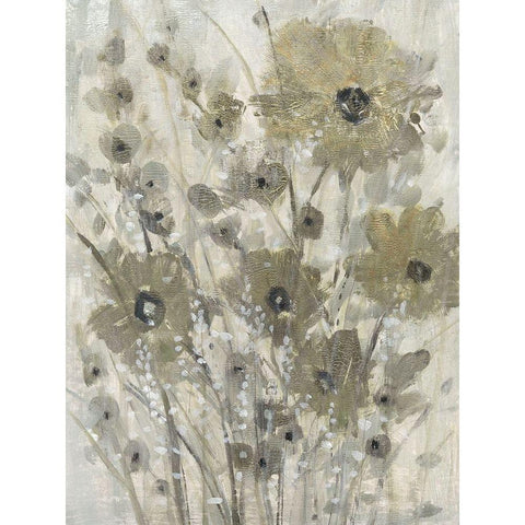 Shimmering Flowers I Black Modern Wood Framed Art Print with Double Matting by OToole, Tim