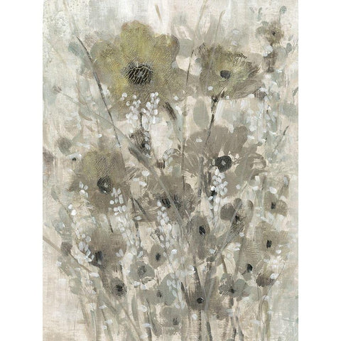 Shimmering Flowers II Black Modern Wood Framed Art Print with Double Matting by OToole, Tim