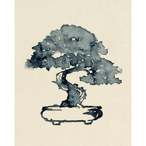 Indigo Bonsai I Black Modern Wood Framed Art Print with Double Matting by Green, Jacob