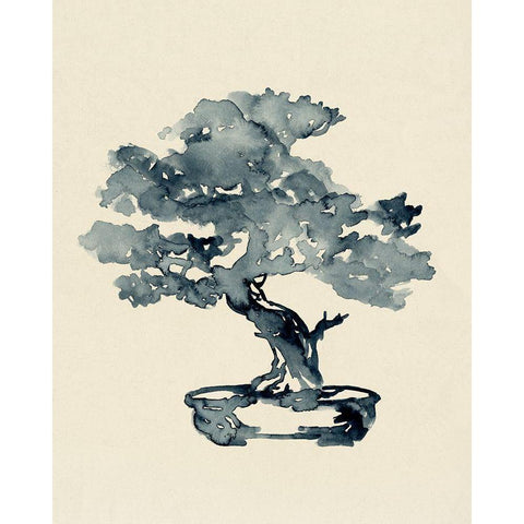 Indigo Bonsai III Black Modern Wood Framed Art Print with Double Matting by Green, Jacob