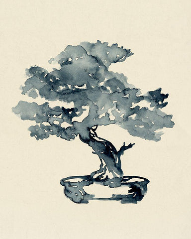 Indigo Bonsai III Black Ornate Wood Framed Art Print with Double Matting by Green, Jacob