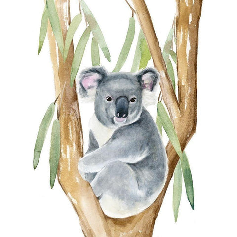 Woodland Koala I White Modern Wood Framed Art Print by Warren, Annie