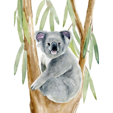 Woodland Koala II White Modern Wood Framed Art Print by Warren, Annie