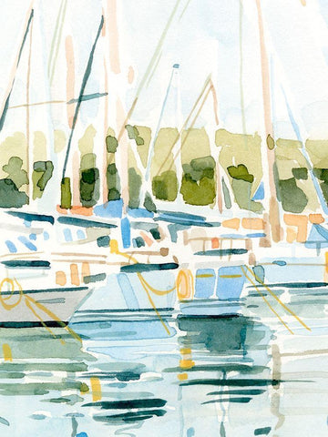 By the Bay I White Modern Wood Framed Art Print with Double Matting by Caroline, Emma