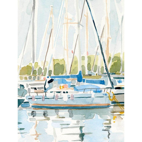 By the Bay II White Modern Wood Framed Art Print by Caroline, Emma