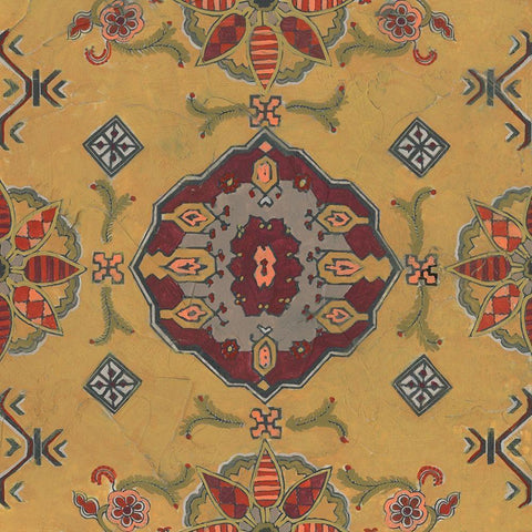 Ochre Tapestry VIII White Modern Wood Framed Art Print with Double Matting by Vess, June Erica