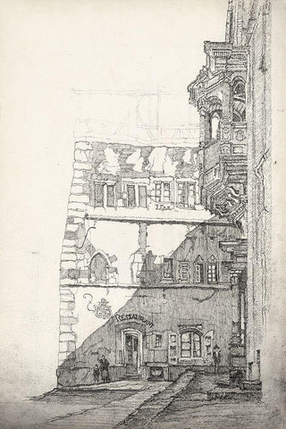 European Building Sketch I Black Ornate Wood Framed Art Print with Double Matting by Foust, Richard