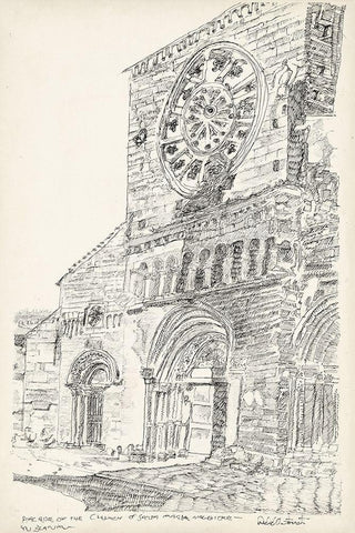 European Building Sketch III Black Ornate Wood Framed Art Print with Double Matting by Foust, Richard