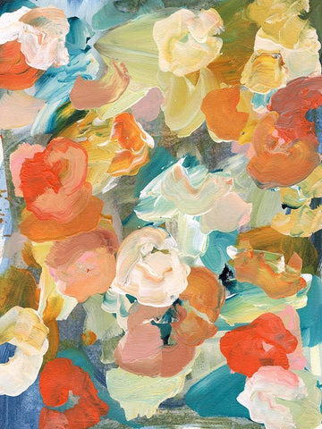 Country Flowers I White Modern Wood Framed Art Print with Double Matting by Fuchs, Jodi