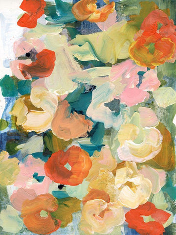 Country Flowers II Black Ornate Wood Framed Art Print with Double Matting by Fuchs, Jodi