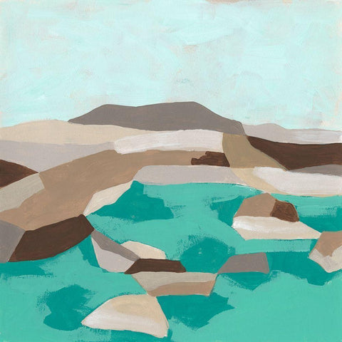 Geometric Shoals I Black Modern Wood Framed Art Print with Double Matting by Vess, June Erica