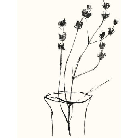 Naive Flower Sketch III White Modern Wood Framed Art Print by Goldberger, Jennifer