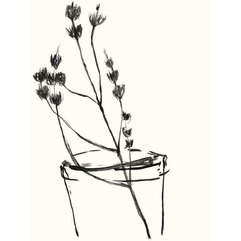 Naive Flower Sketch IV White Modern Wood Framed Art Print by Goldberger, Jennifer