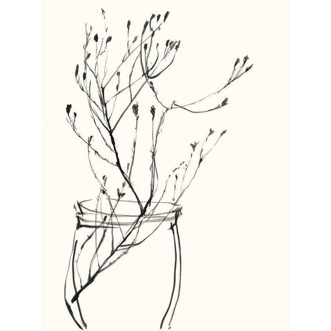 Naive Flower Sketch VI White Modern Wood Framed Art Print by Goldberger, Jennifer