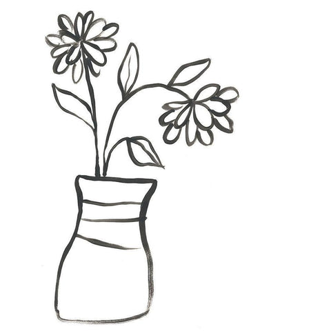 Budding Vase I Black Modern Wood Framed Art Print by Vess, June Erica