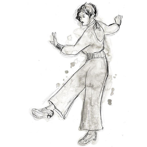 Charleston Dancers I Gold Ornate Wood Framed Art Print with Double Matting by Vess, June Erica