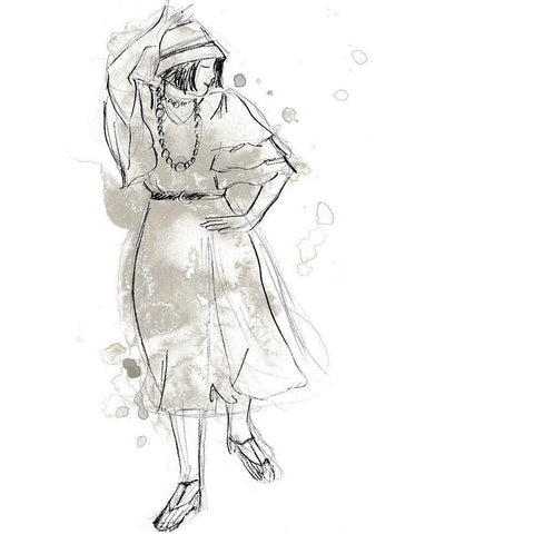 Charleston Dancers II Black Modern Wood Framed Art Print with Double Matting by Vess, June Erica