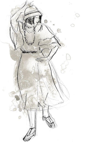 Charleston Dancers II Black Ornate Wood Framed Art Print with Double Matting by Vess, June Erica