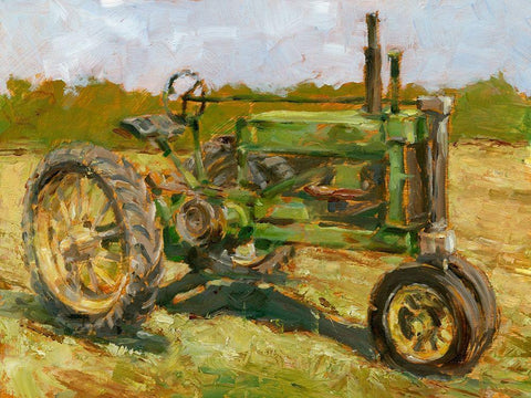 Rustic Tractors I White Modern Wood Framed Art Print with Double Matting by Harper, Ethan