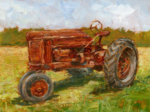 Rustic Tractors II White Modern Wood Framed Art Print with Double Matting by Harper, Ethan