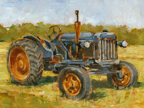 Rustic Tractors III Black Ornate Wood Framed Art Print with Double Matting by Harper, Ethan