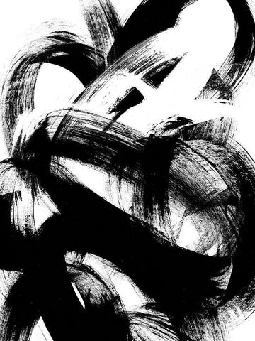 Onyx Swipe I Black Ornate Wood Framed Art Print with Double Matting by Vess, June Erica