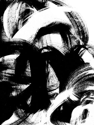 Onyx Swipe II White Modern Wood Framed Art Print with Double Matting by Vess, June Erica