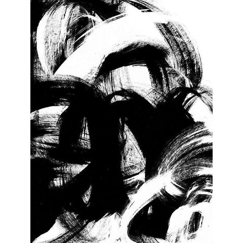 Onyx Swipe II Black Modern Wood Framed Art Print by Vess, June Erica