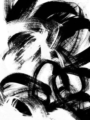 Onyx Swipe III White Modern Wood Framed Art Print with Double Matting by Vess, June Erica