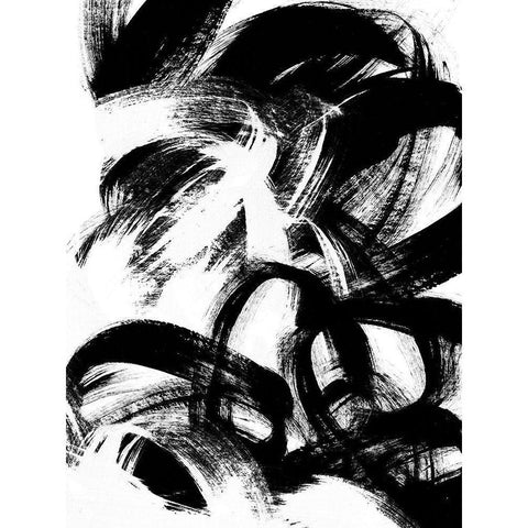 Onyx Swipe III Black Modern Wood Framed Art Print by Vess, June Erica